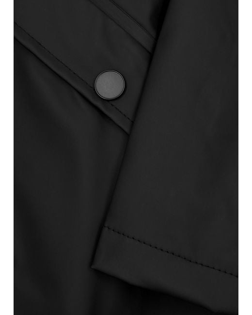 Rains Black Hooded Rubberised Jacket