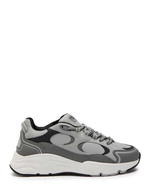 Cleens Black Pulse Runner Panelled Mesh Sneakers for men