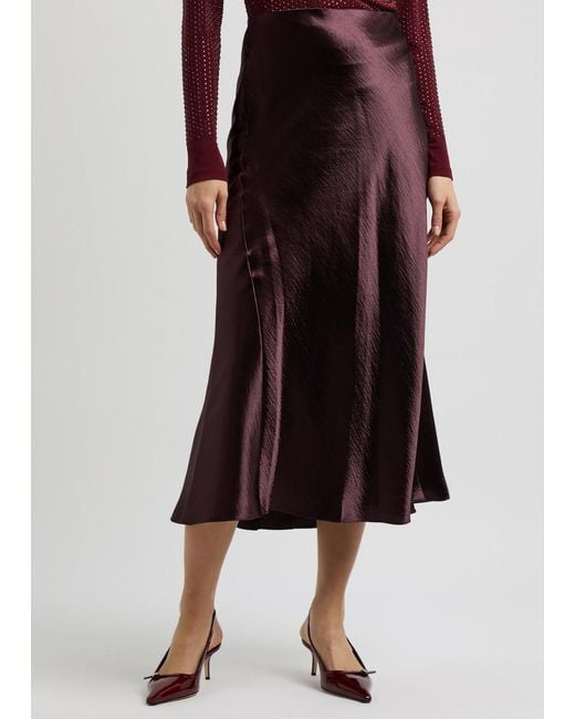 Tory Burch Purple Satin Midi Skirt