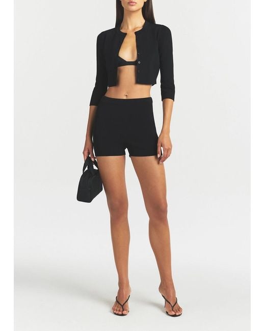 Skims Black Cropped Knit Cardigan