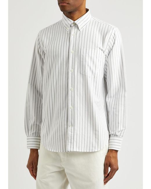 Norse Projects White Algot Striped Cotton Oxford Shirt for men