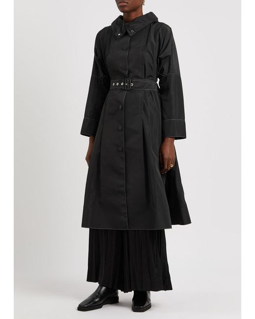 High Black Inquisitive Belted Shell Coat
