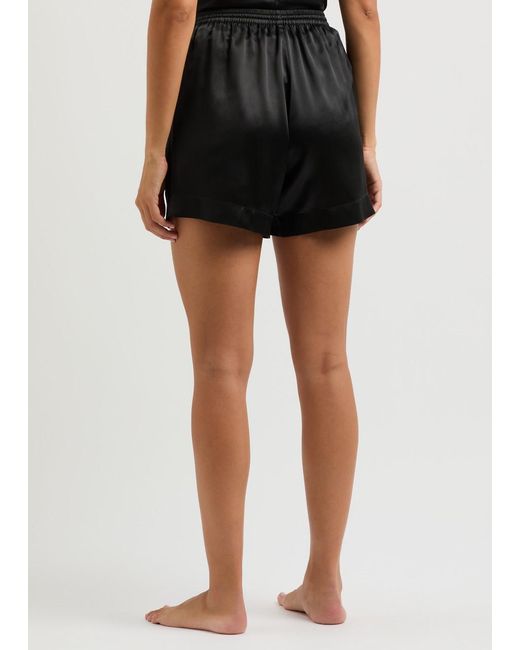 Fleur Of England Black Fleur Du Jour Silk-Satin Pyjama Shorts