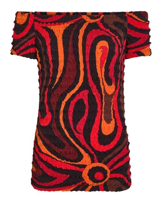 Emilio Pucci Red Printed Seersucker Top