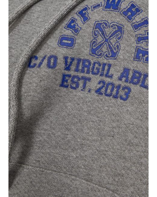 Off-White c/o Virgil Abloh Gray Logo-print Hooded Cotton Sweatshirt