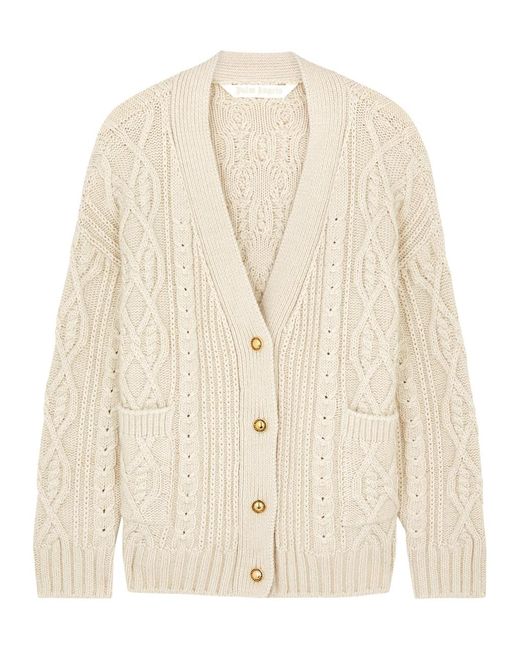 Palm Angels Natural Cable-knit Cardigan