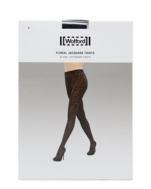 Wolford White Floral-jacquard 40 Denier Tights