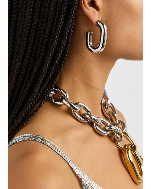 Rabanne White Xl Link Hoop Earrings