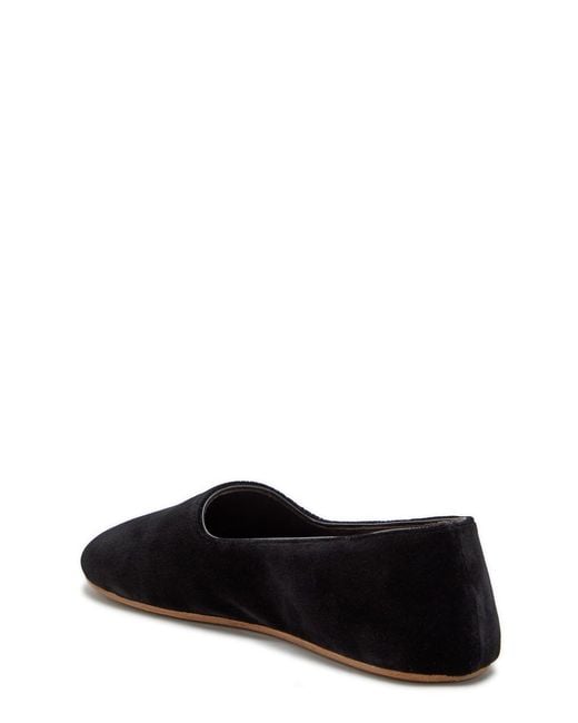 The Row Black Ponti Velvet Slipper Flats
