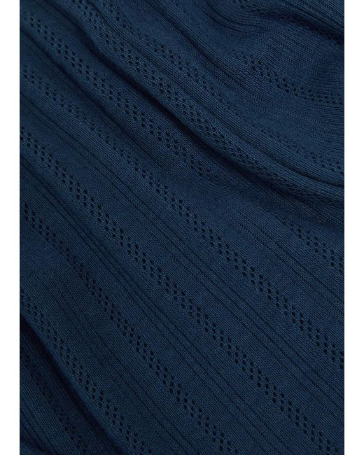 Eberjey Blue Pointelle-Knit Shorts