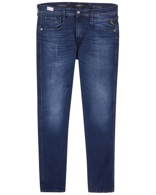 Replay Blue Anbass Hyperflex Slim-leg Jeans for men