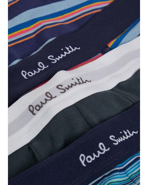 Paul Smith Blue Striped Stretch-Cotton Boxer Trunks for men