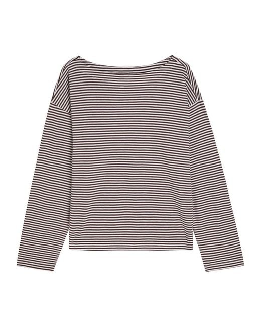 Eileen Fisher Gray Striped Cotton Top