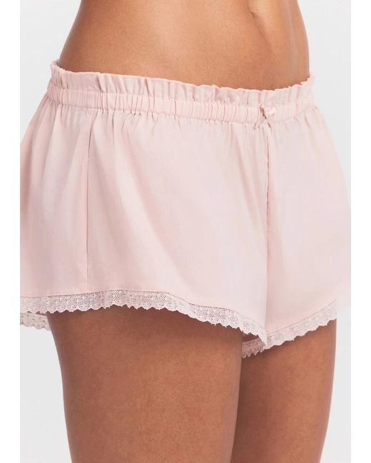 Skims Pink Lace-Trim Poplin Shorts