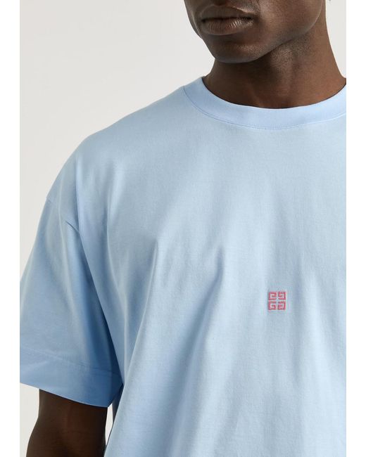 Givenchy Blue Logo Printed Cotton T-Shirt for men