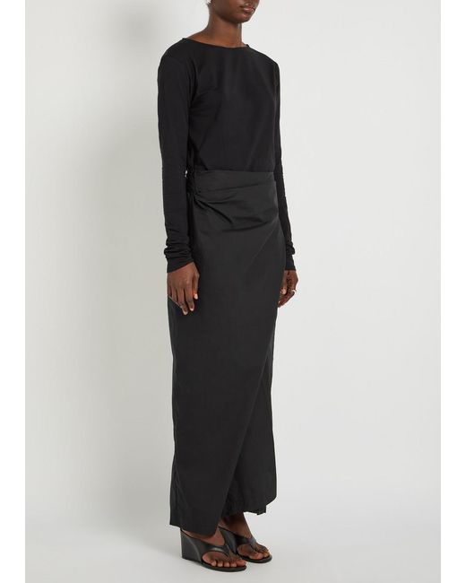 Our Legacy Black Twisted Wrap-Tie Cotton Dress