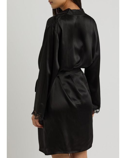 Simone Perele Black Love Me Silk-Satin Robe