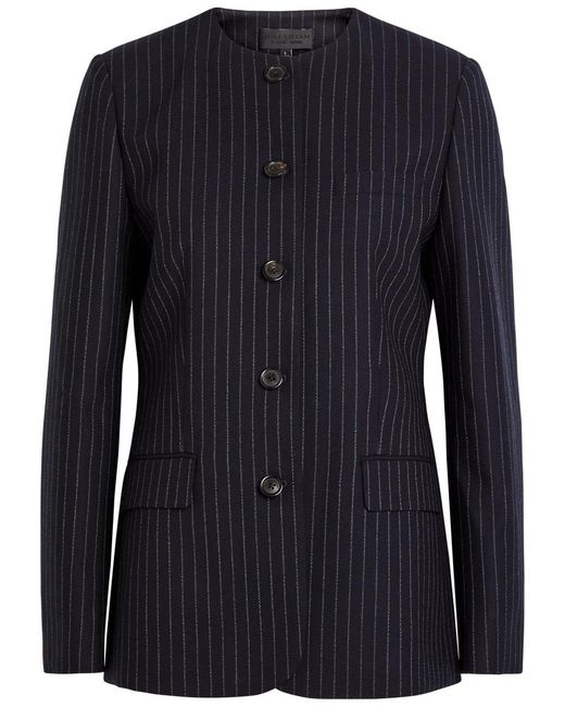Nili Lotan Blue Gertrude Pinstriped Wool Jacket