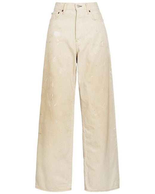 Acne Natural 1981 Paint-Effect Wide-Leg Jeans