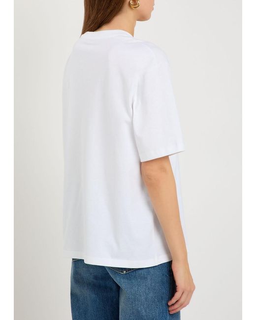 Balmain White Logo-Print Cotton T-Shirt