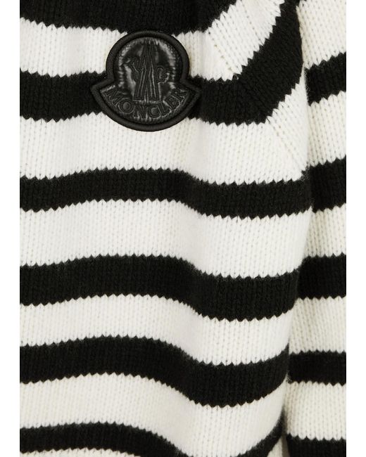 Moncler Black Logo Stripe-intarsia Wool Jumper