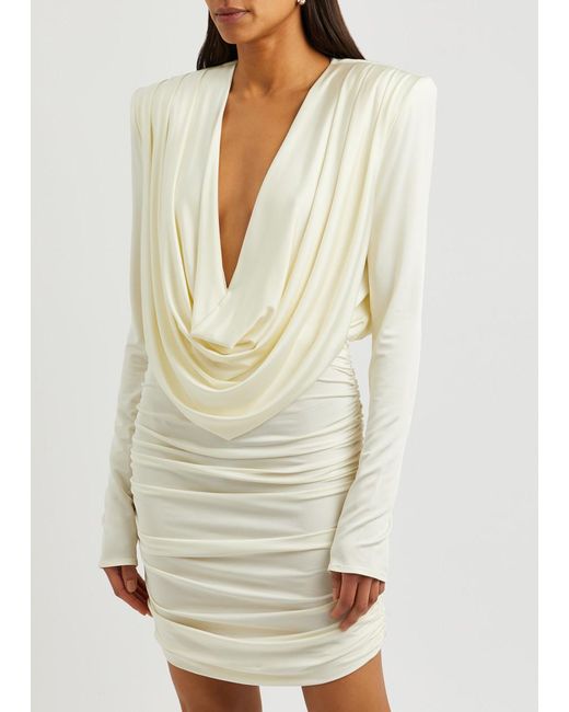 Magda Butrym White Draped Stretch-jersey Mini Dress