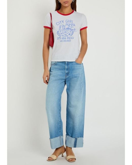 Mother White The Lil Goodie Ringer Printed Cotton T-Shirt