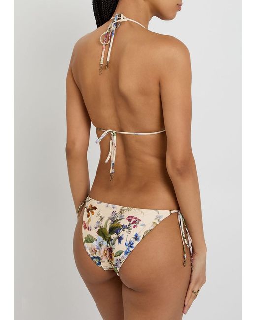 Zimmermann White Patience Spliced Printed Bikini