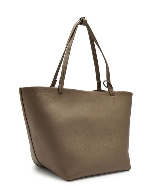The Row Brown Park Three Grained Leather Tote