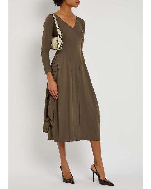 High Natural At-Length Stretch-Jersey Midi Dress