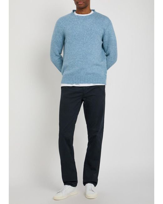 Nudie Jeans Blue Alvin Straight-Leg Stretch-Cotton Trousers for men
