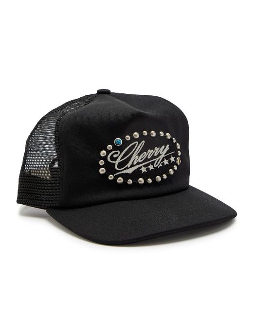 CHERRY LA Black Five Star Studded Trucker Cap for men