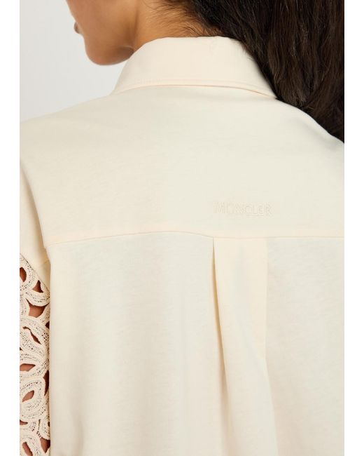 Moncler Natural Embroidered Cotton Mini Shirt Dress