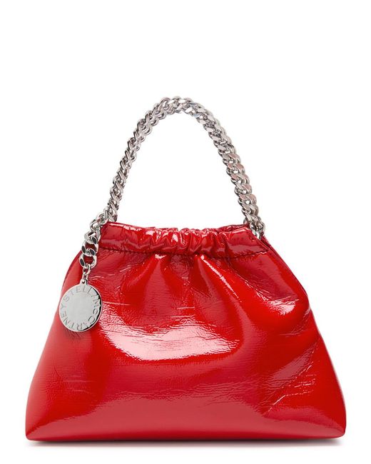 Stella McCartney Red Falabella Drawstring Faux Patent Leather Cross-Body Bag