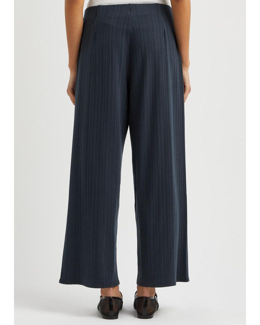 Eileen Fisher Blue Ribbed Jersey Trousers