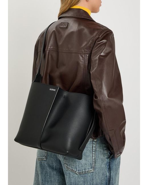Loewe Black Bilbao Medium Leather Bucket Bag