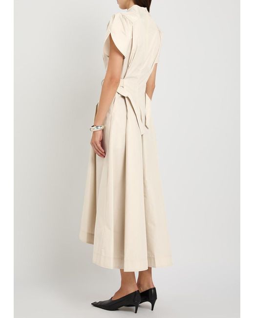 3.1 Phillip Lim Natural Pleated Cotton-Blend Poplin Midi Dress