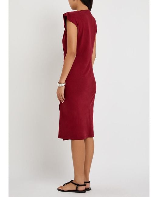 Isabel Marant Red Nadeline Ruched Cotton Midi Dress
