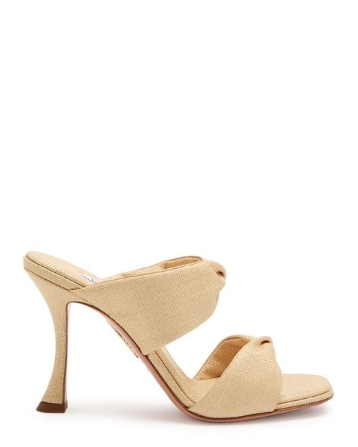 Aquazzura Natural Twist 95 Soft Raffia Mules