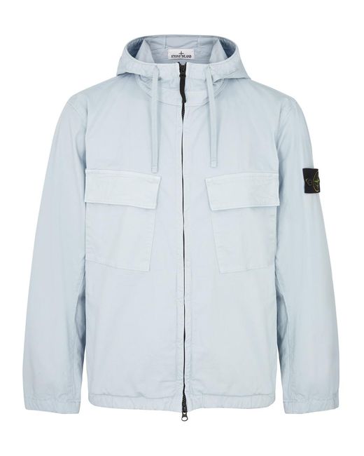 Stone Island Blue Hooded Stretch-Cotton Jacket for men