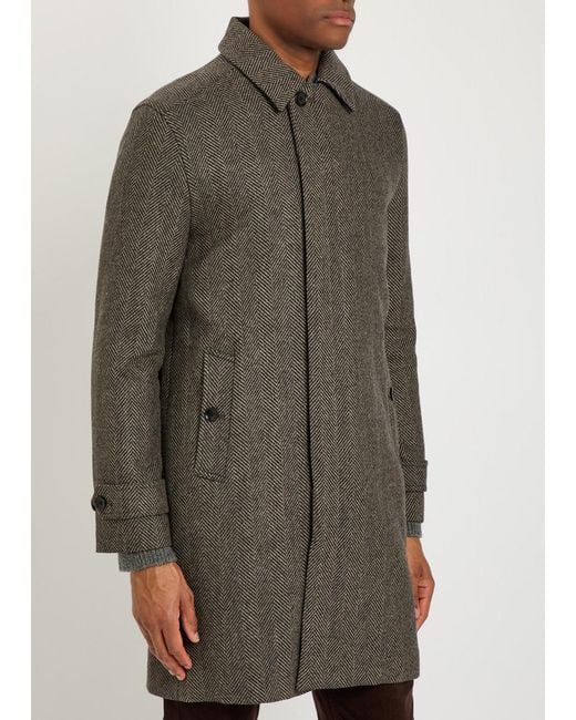 PAIGE Gray Brunetti Herringbone Wool-Blend Coat for men