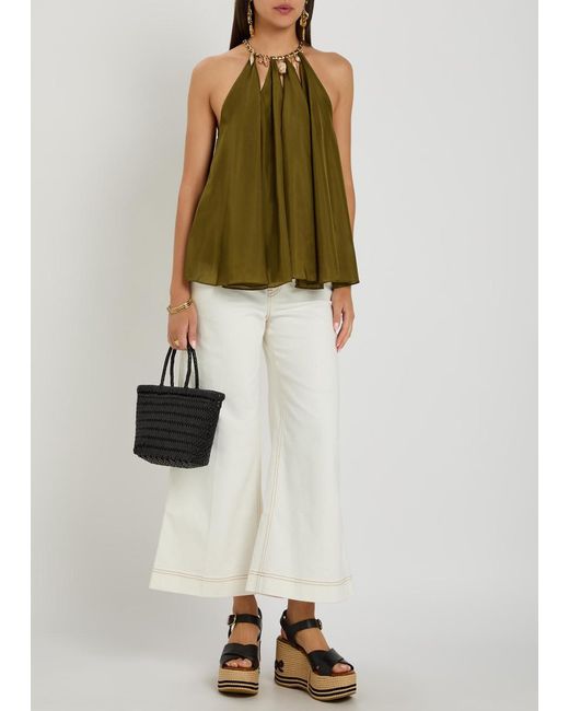Zimmermann Green Mohon Charm-Effect Silk Blouse