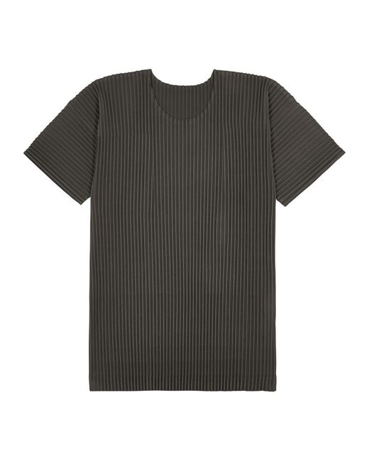Issey Miyake Black Homme Plissé Pleated Jersey T-Shirt for men
