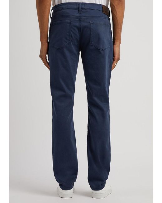 PAIGE Blue Federal Brushed Stretch-Cotton Chinos for men