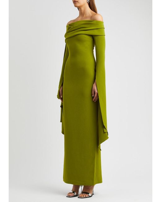 Solace London Green Arden Off-the-shoulder Maxi Dress