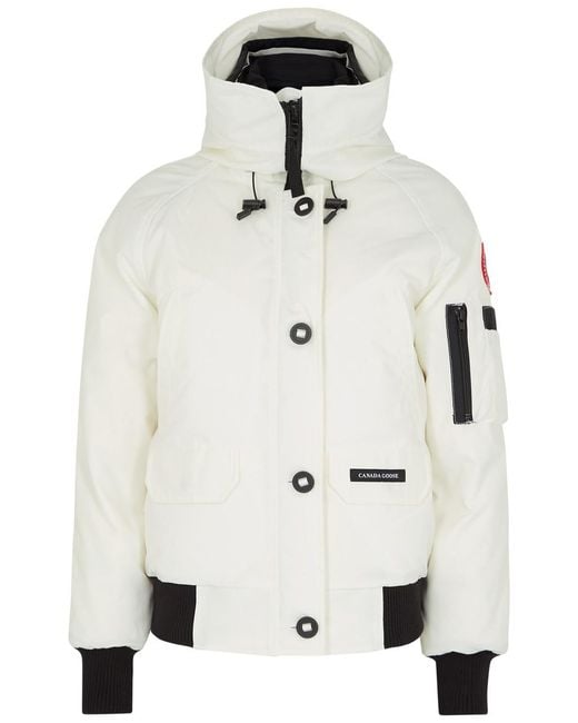 Canada Goose White Chilliwack Hooded Shell Bomber Jacket