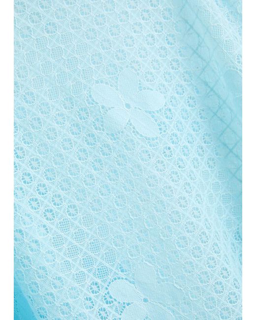 Melissa Odabash Blue Josie Cotton-Blend Lace Kaftan