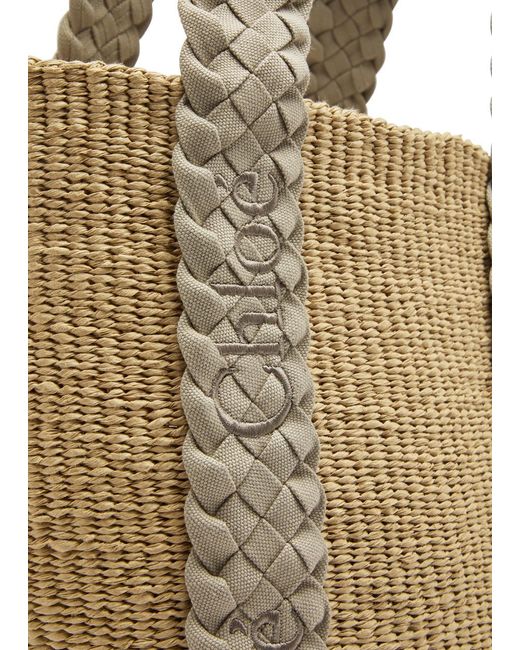 Chloé Natural Woody Large Woven Raffia Tote
