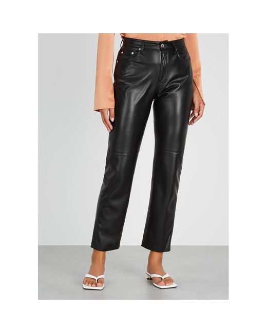 Nanushka Gray Vinni Faux Leather Trousers