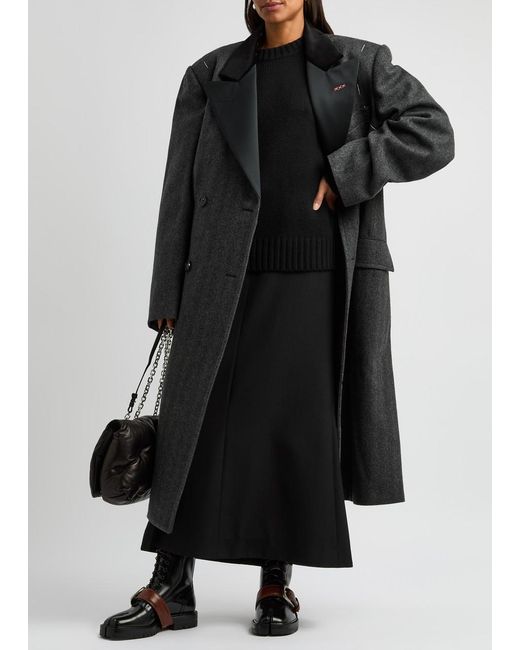 Maison Margiela Black Double Breasted Wool-Blend Coat